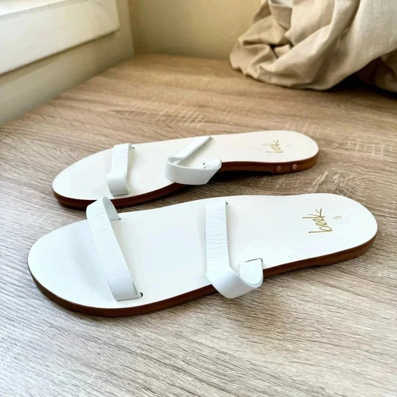 New Anthropologie Beek Tweety Slide Sandals Shoes Flats Leather White Womens 9 - Picture 5 of 10